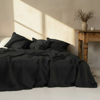 3-Piece Linen Bedding Set | 100% Washed Linen Sheet & 2 Pillowcases | Soft Breathable Rustic Style