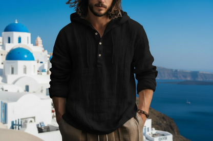 Men's Cotton Linen Long Sleeve Shirt – Loose Casual Fit
