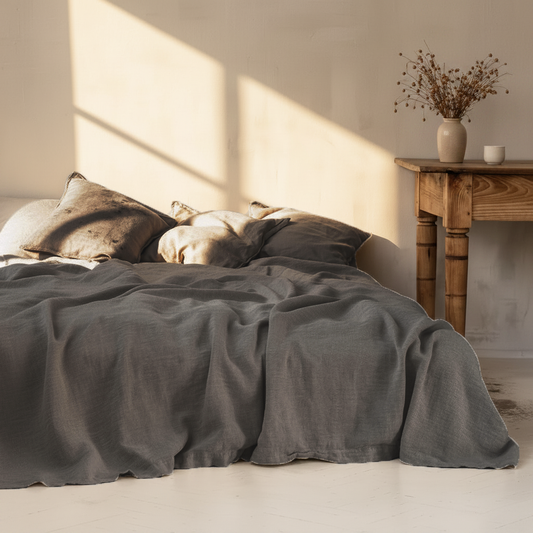 3-Piece Linen Bedding Set | 100% Washed Linen Sheet & 2 Pillowcases | Soft Breathable Rustic Style