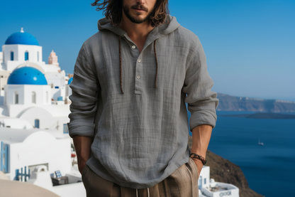 Men's Cotton Linen Long Sleeve Shirt – Loose Casual Fit