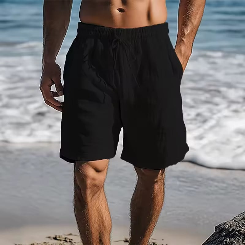 Men's Cotton Linen Shorts – Lightweight Breathable Beach Shorts