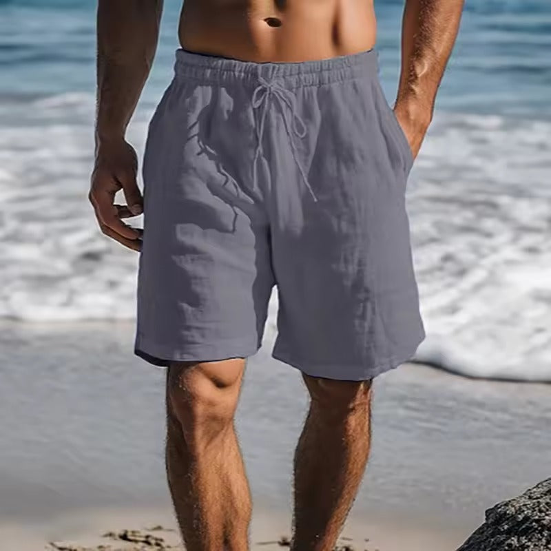 Men's Cotton Linen Shorts – Lightweight Breathable Beach Shorts