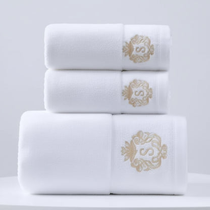 Luxury Monogram Cotton Towel Set | Gold Embroidered Hotel Collection