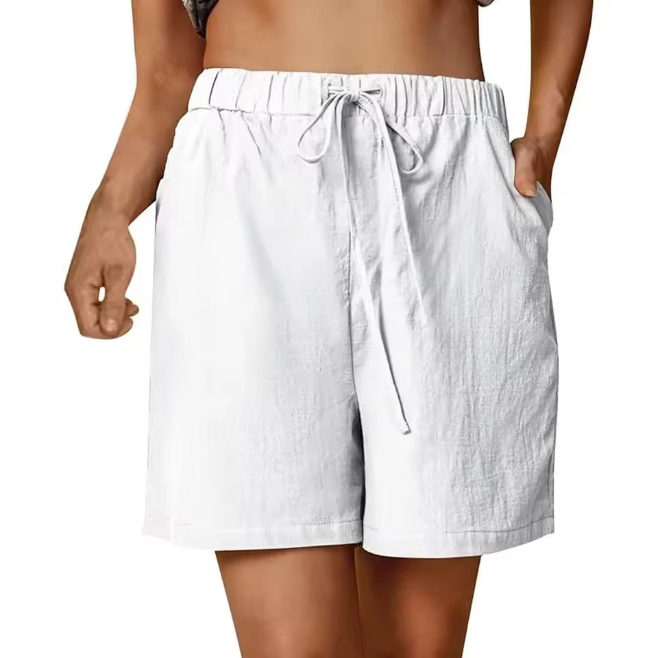 Women's Cotton Linen Shorts | Drawstring Casual Summer Pants