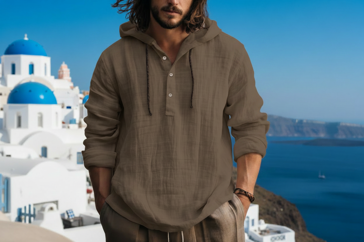 Men's Cotton Linen Long Sleeve Shirt – Loose Casual Fit