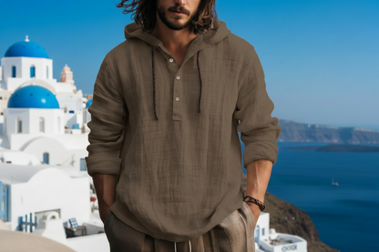 Men's Cotton Linen Long Sleeve Shirt – Loose Casual Fit