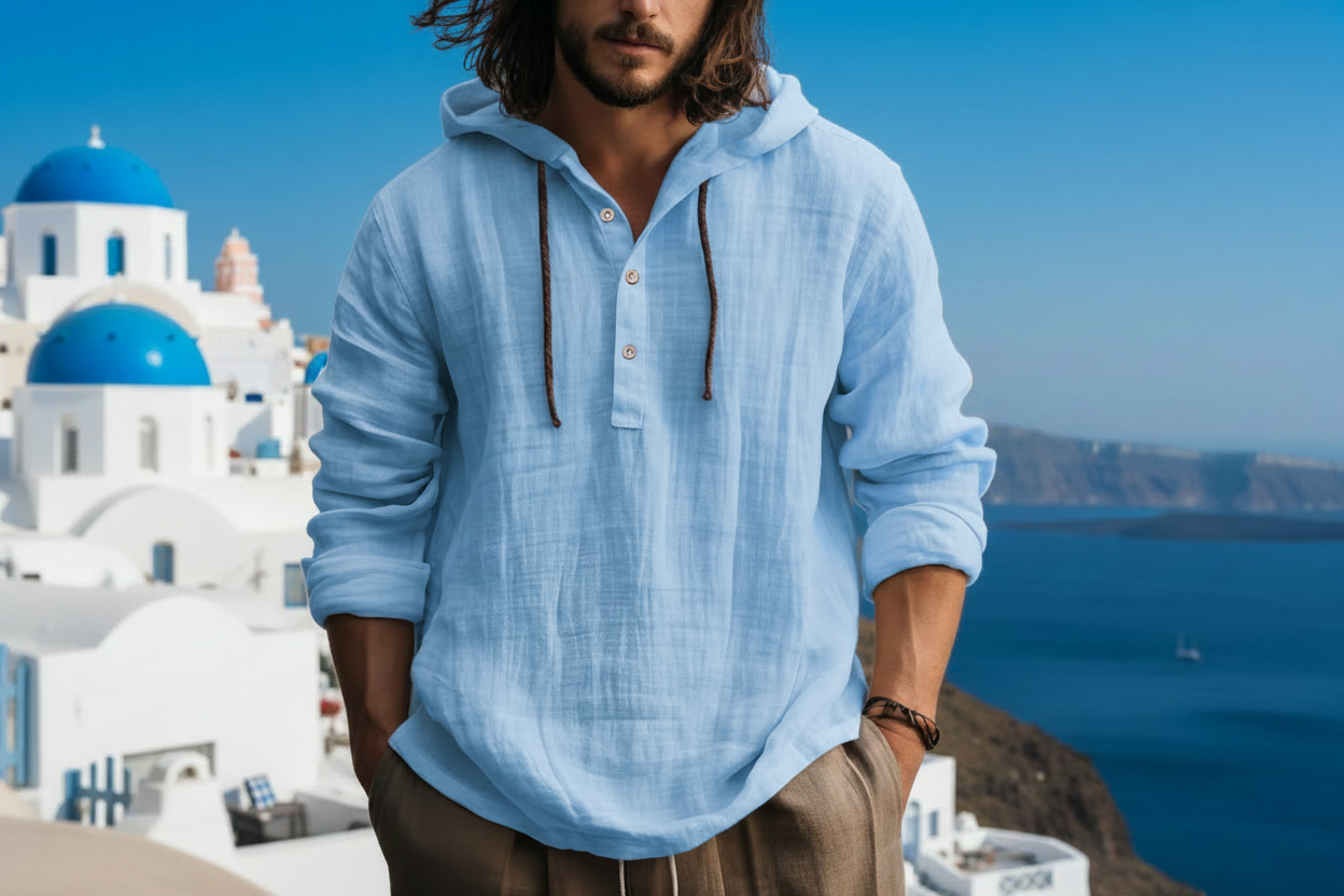 Men's Cotton Linen Long Sleeve Shirt – Loose Casual Fit