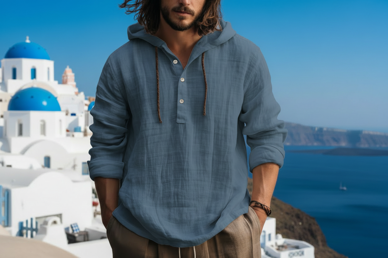 Men's Cotton Linen Long Sleeve Shirt – Loose Casual Fit