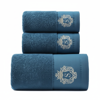 Luxury Monogram Cotton Towel Set | Gold Embroidered Hotel Collection