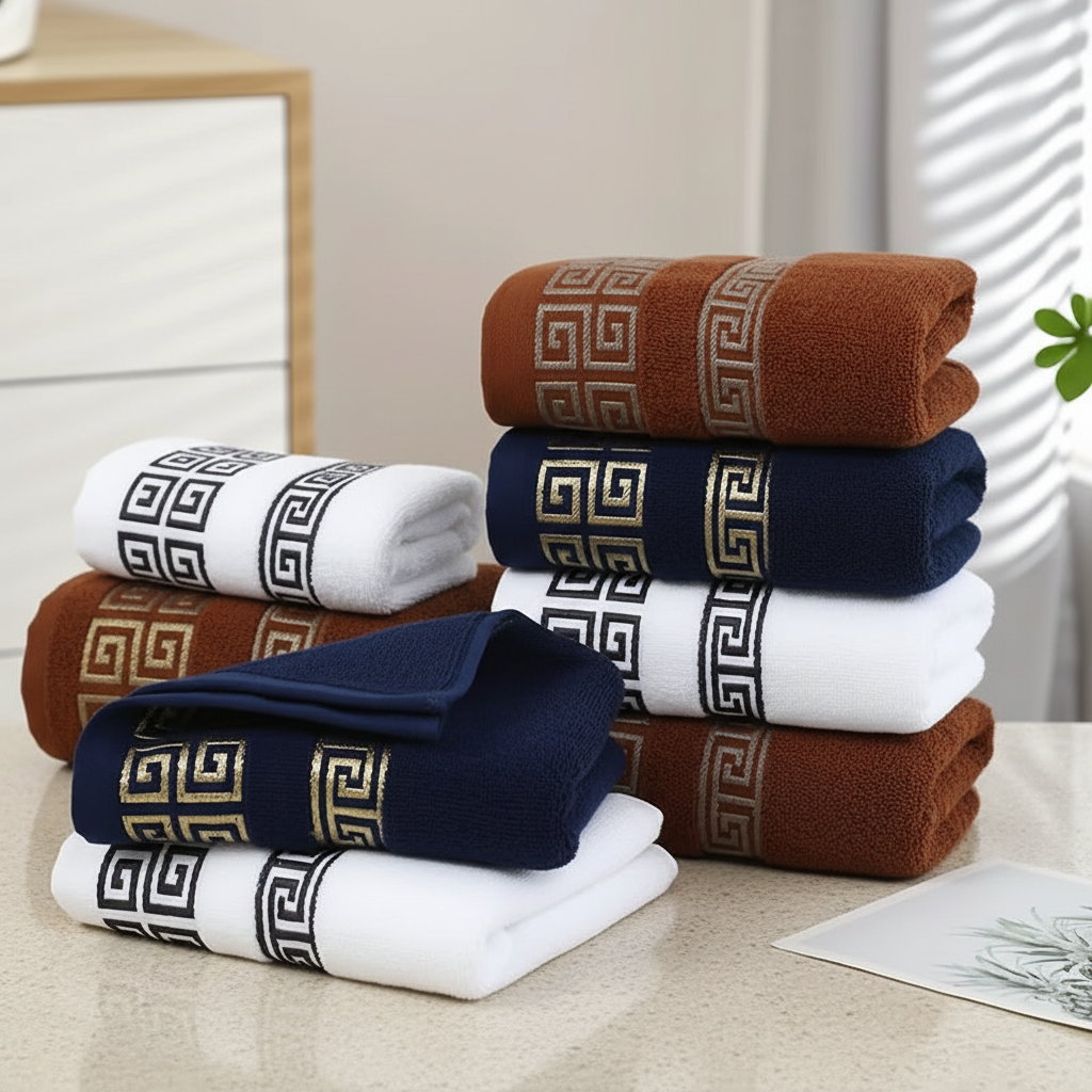 Towels Only on Beige Granite